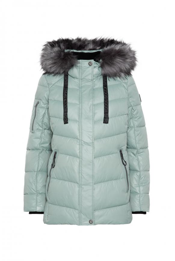 Winterjacke mit Kunstfellkragen und Logo-Tapes frosted lake