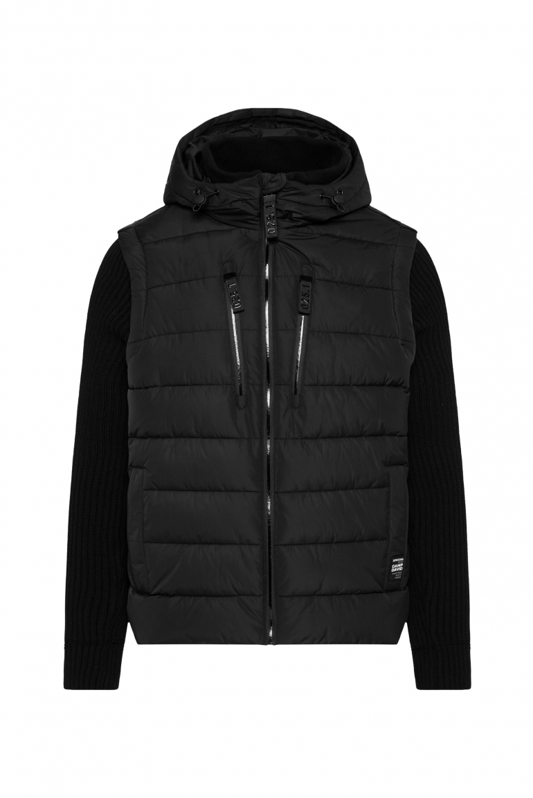 2-in-1 Steppweste mit abtrennbaren Strickärmeln black