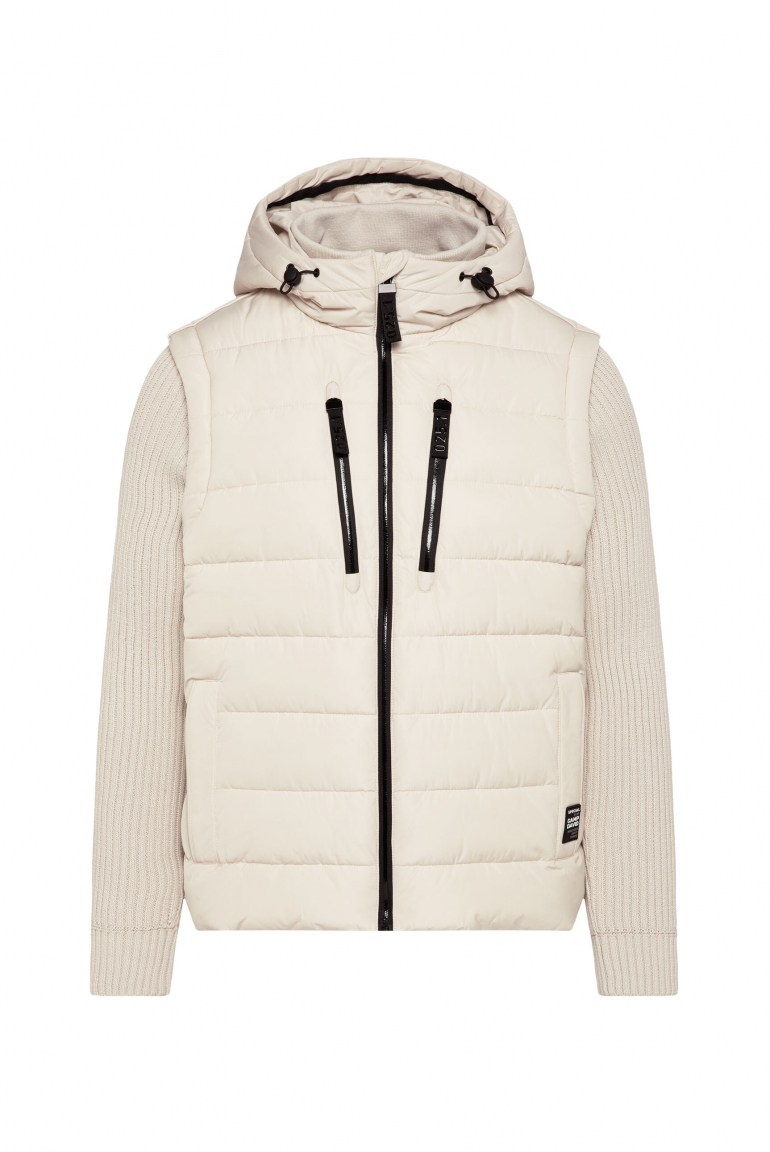 2-in-1 Steppweste mit abtrennbaren Strickärmeln light sand