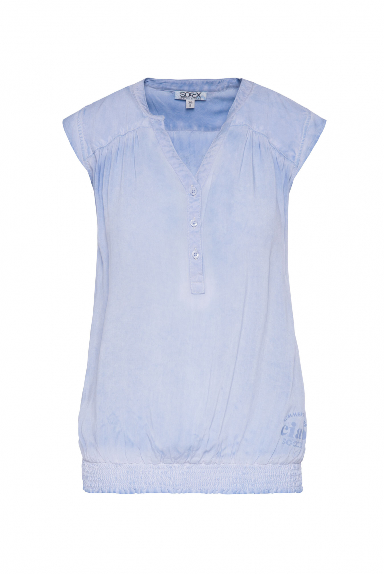 Ärmellose Bluse mit Rücken-Artwork soft sky
