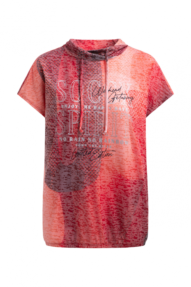 Ärmelloses Ausbrenner-Shirt mit Kragen und All Over Print red heaven