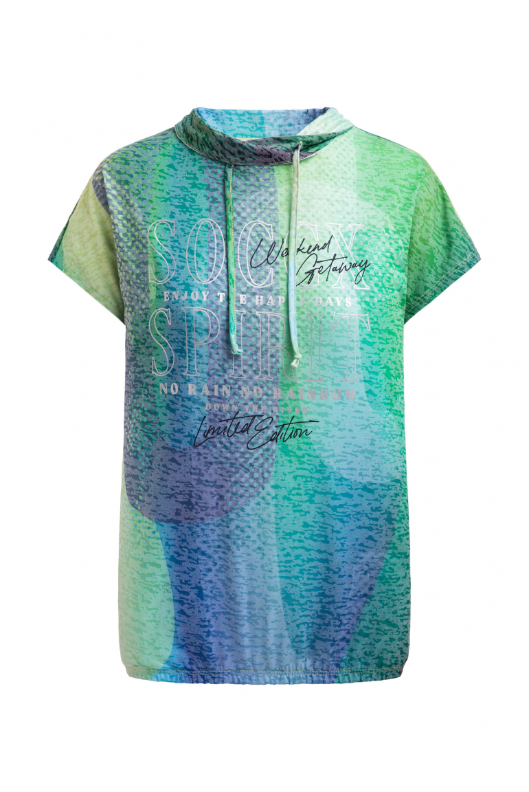 Ärmelloses Ausbrenner-Shirt mit Kragen und All Over Print milky green