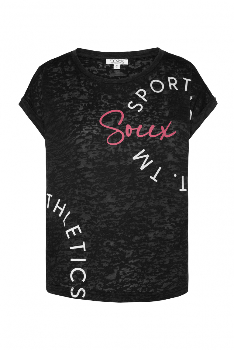 Ärmelloses Shirt mit Ausbrenner-Effekten black