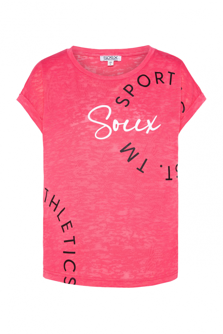 Ärmelloses Shirt mit Ausbrenner-Effekten coral pink