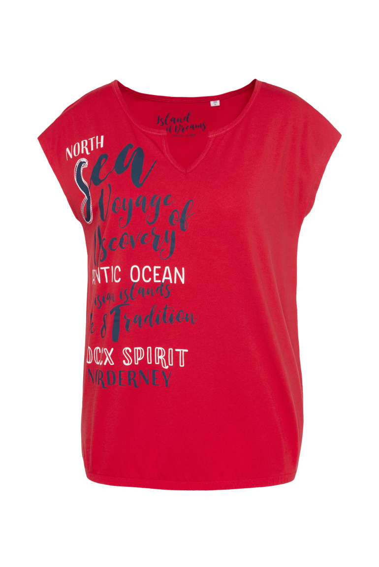 Ärmelloses Shirt mit Print und Elastiksaum flag red