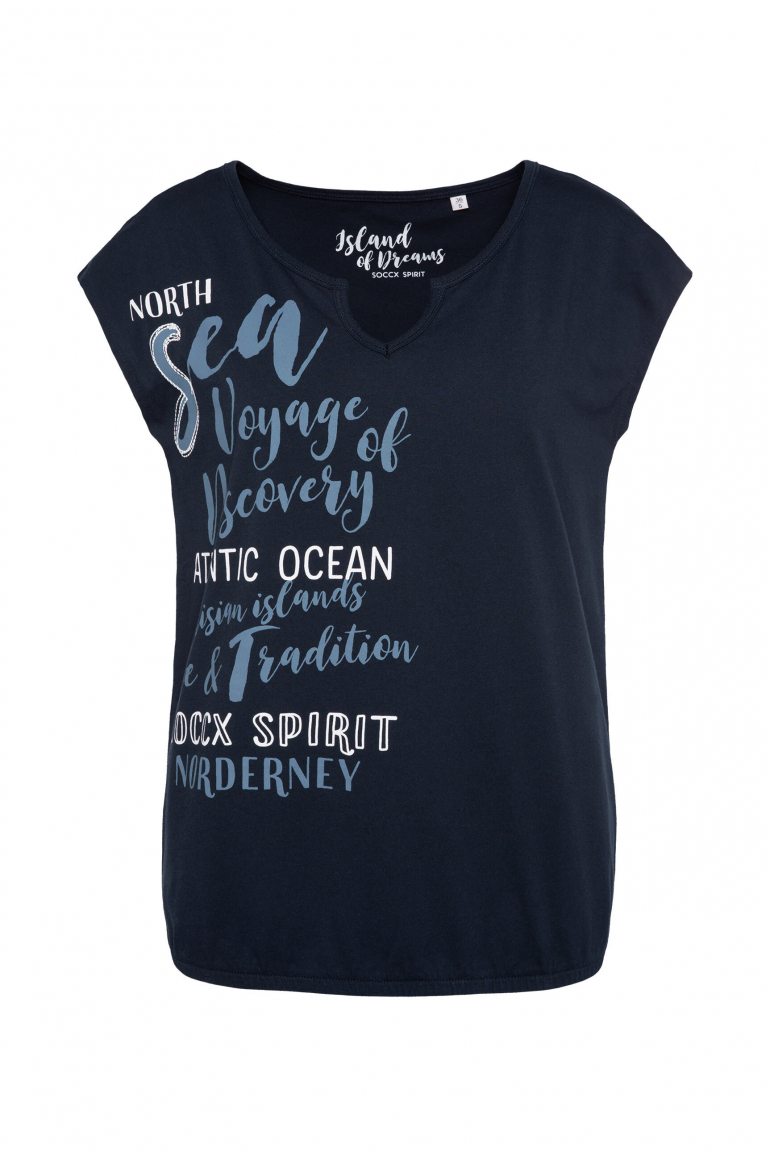 Ärmelloses Shirt mit Print und Elastiksaum blue navy