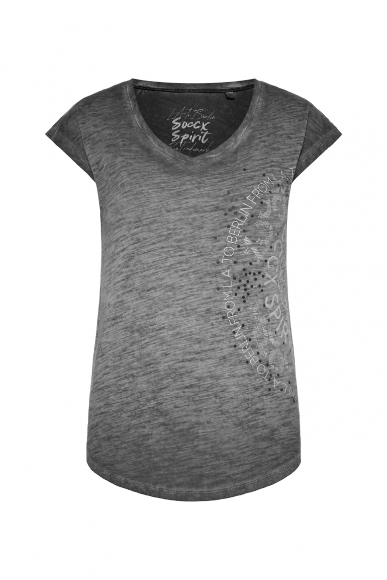 Ärmelloses Shirt mit V-Ausschnitt und Artwork black
