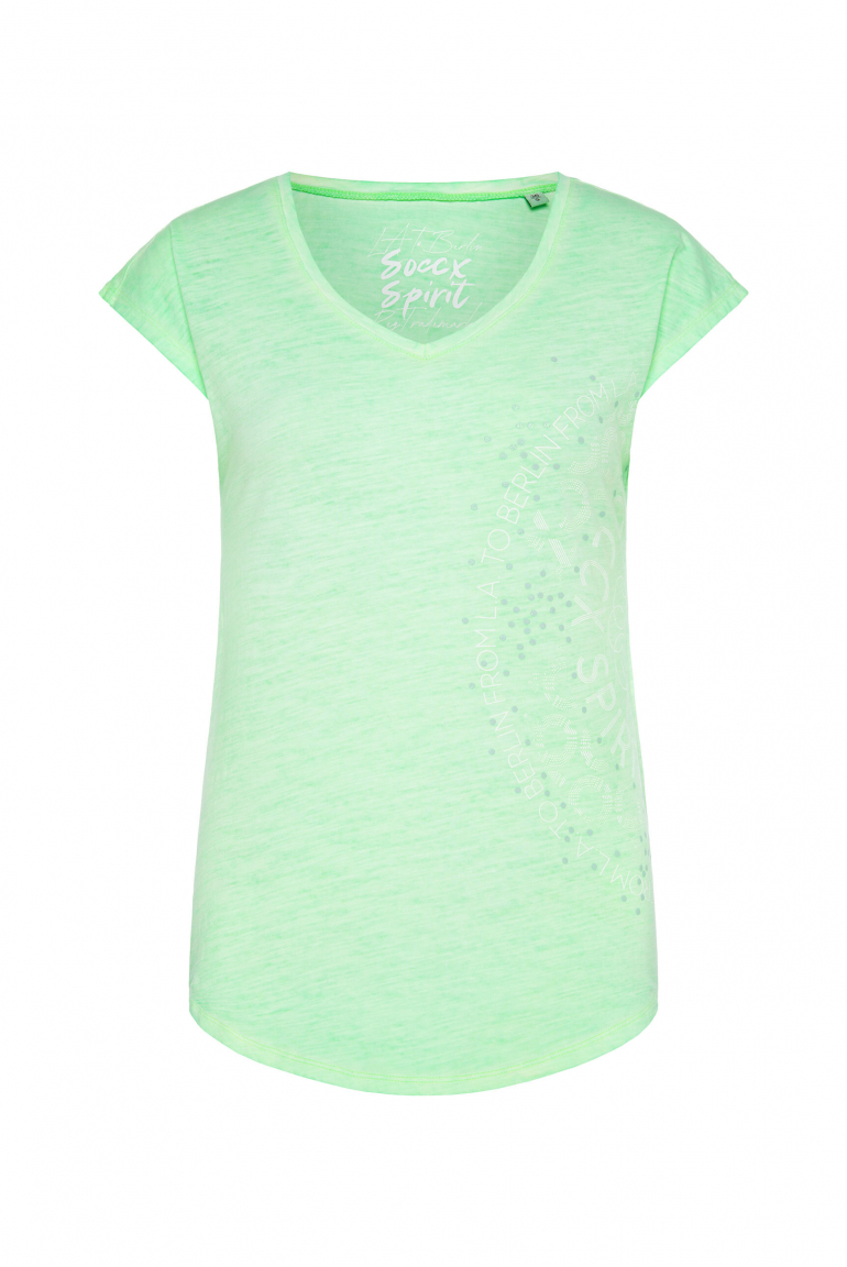 Ärmelloses Shirt mit V-Ausschnitt und Artwork neon green