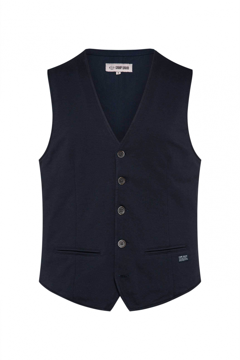 Anzugweste aus diagonalem Jersey blue navy