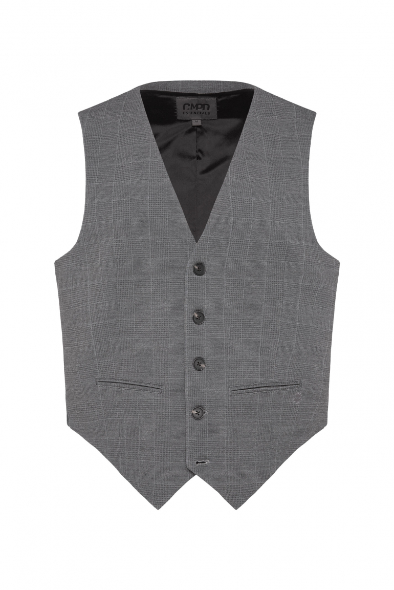 Anzugweste aus Interlock mit Karomuster grey melange check