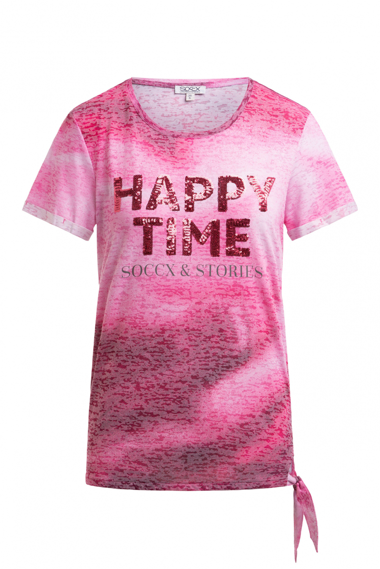 Ausbrenner-Shirt mit Pailletten-Wording smooth rose
