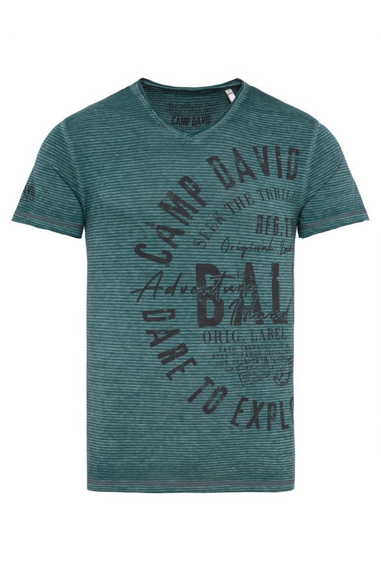 Ausbrenner-Shirt mit V-Neck und Prints evergreen