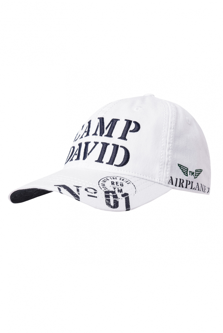 Base Cap Stone Washed mit Logo-Stickerei und Prints opticwhite