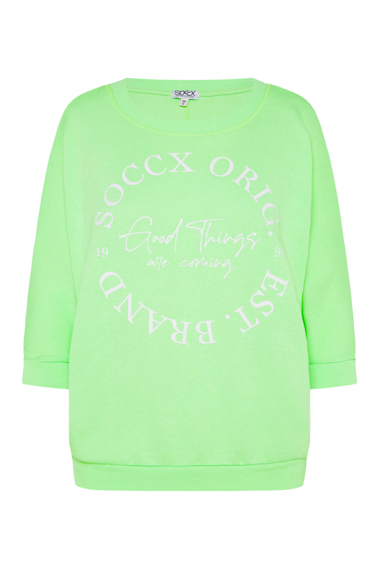 Basic Sweatshirt mit verkürzten Fledermausärmeln peppy green