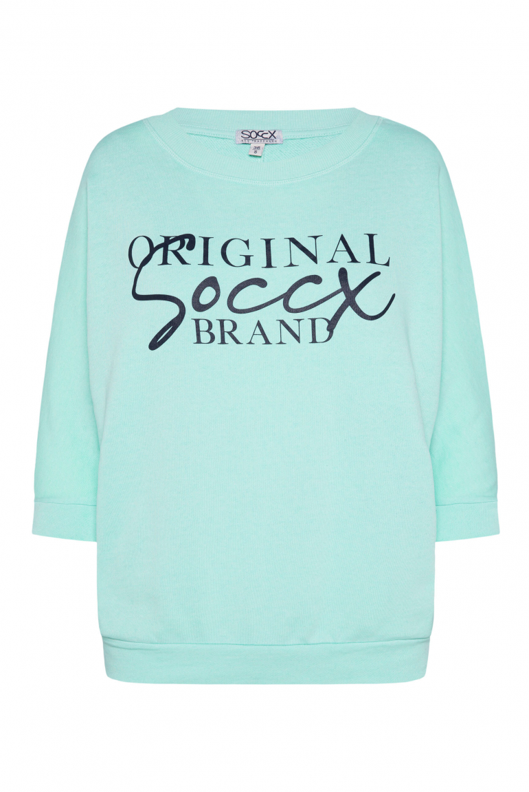 Basic Sweatshirt mit verkürzten Fledermausärmeln aqua splash