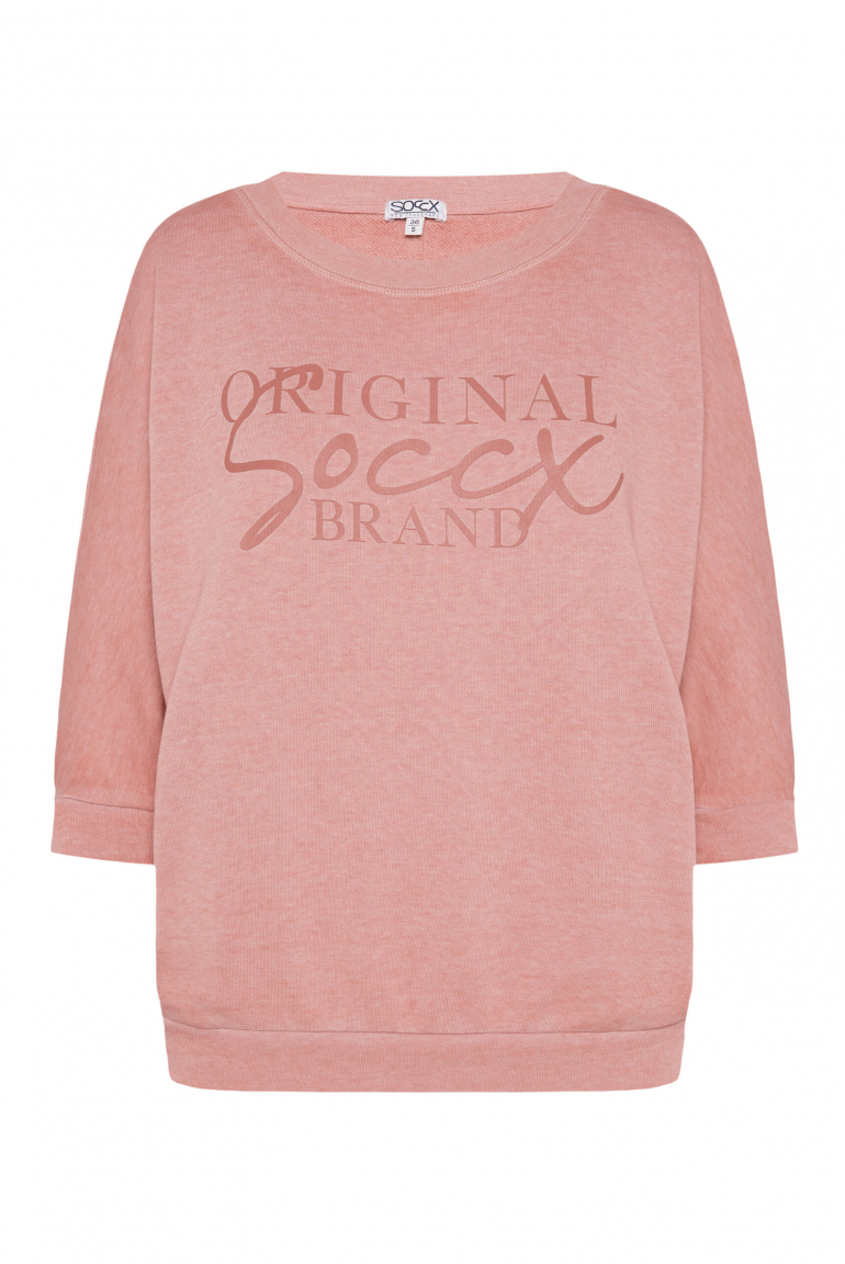 Basic Sweatshirt mit verkürzten Fledermausärmeln beachy red