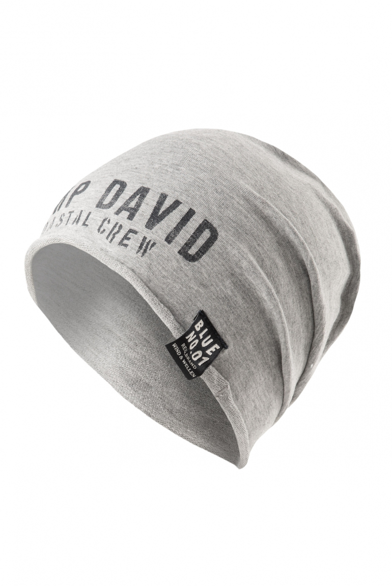Beanie aus Jersey mit Logo Print grey melange