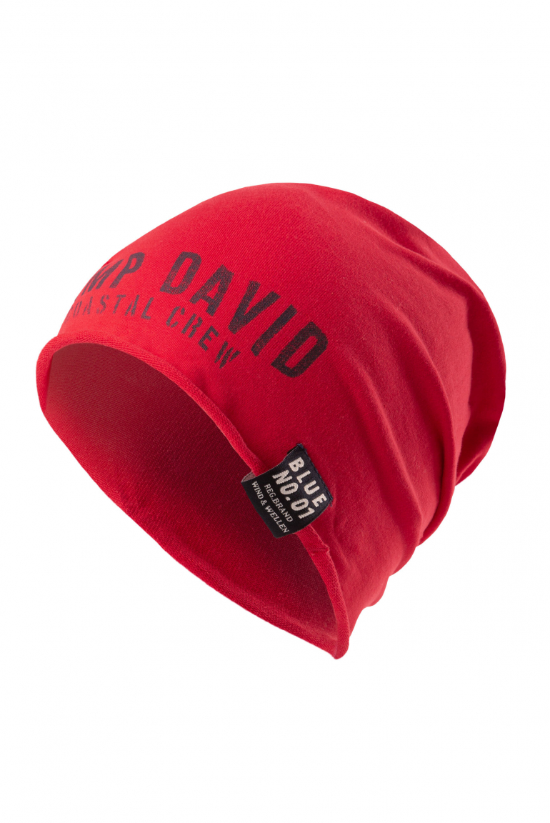 Beanie aus Jersey mit Logo Print summer red