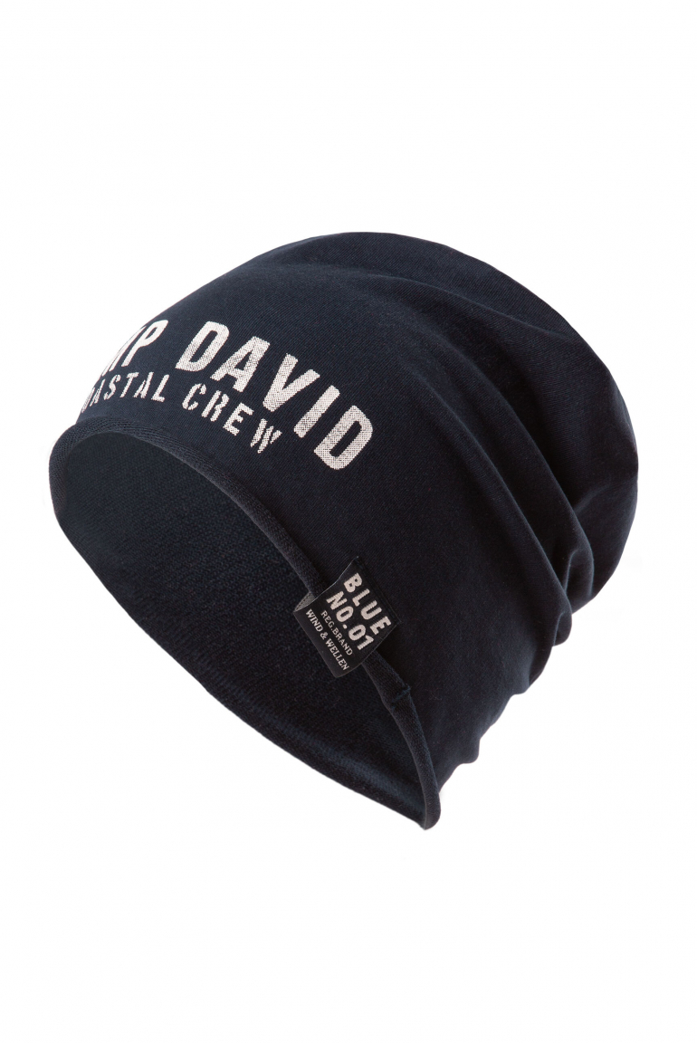 Beanie aus Jersey mit Logo Print blue navy