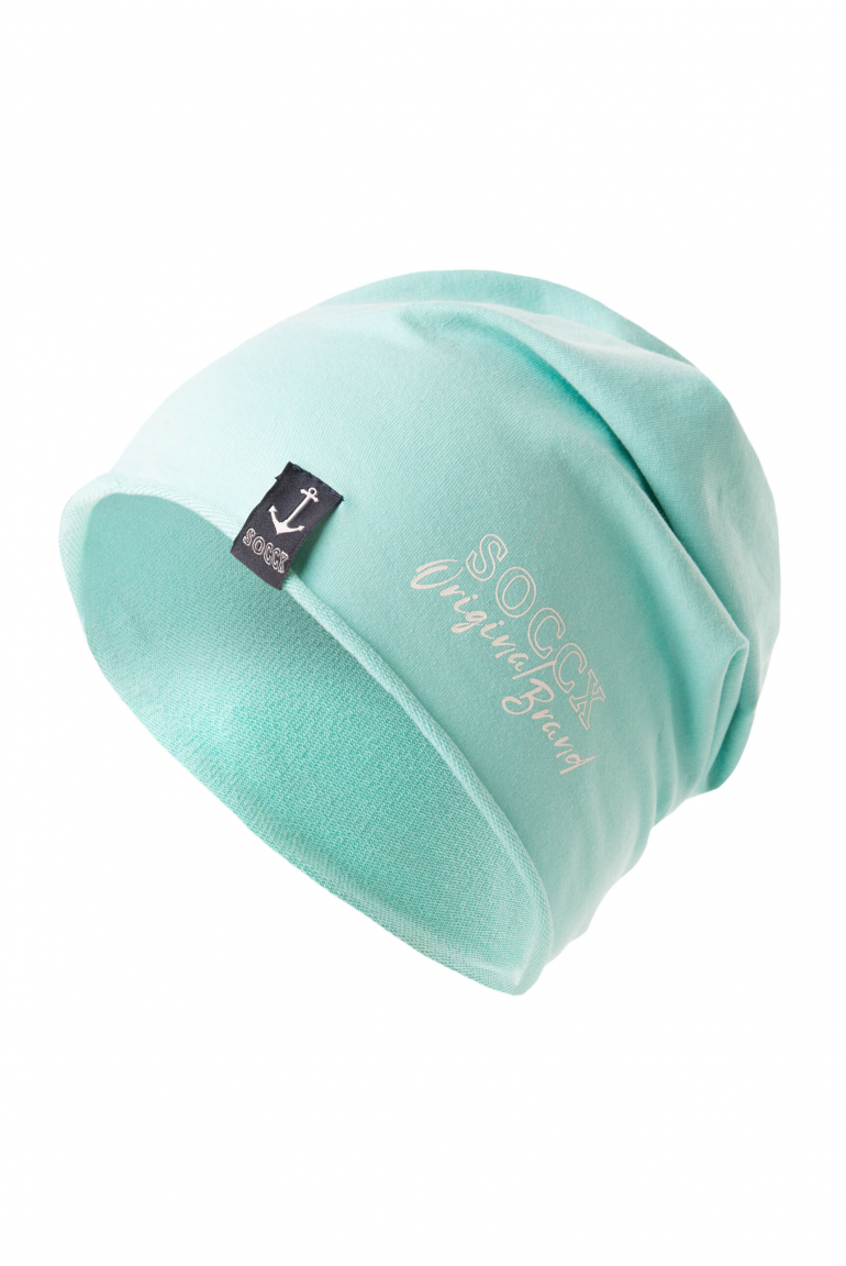 Beanie aus Jersey mit Logo Print new aqua