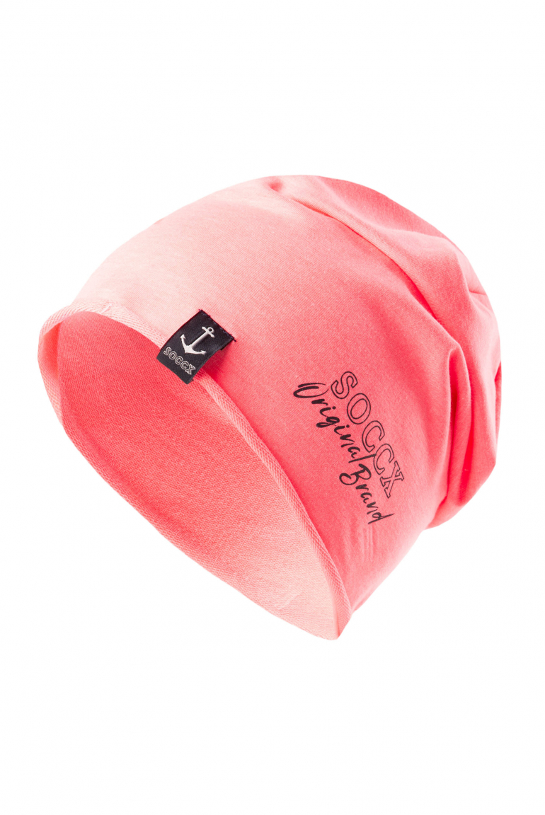 Beanie aus Jersey mit Logo Print neon pink