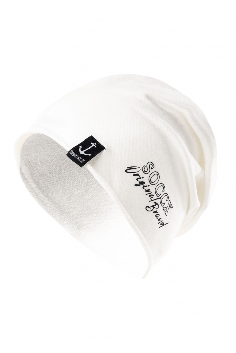 Beanie aus Jersey mit Logo Print ivory