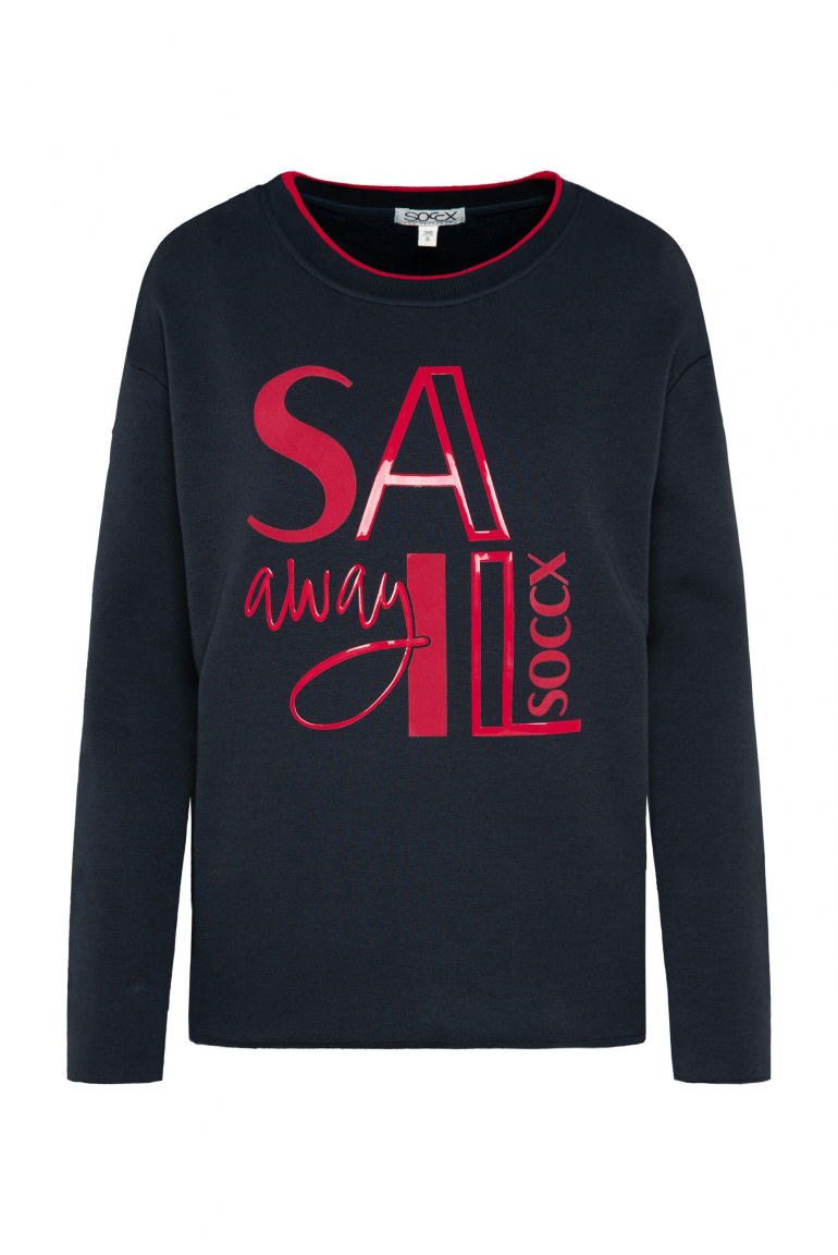 Bonded Sweatshirt mit Glossy-Print blue navy