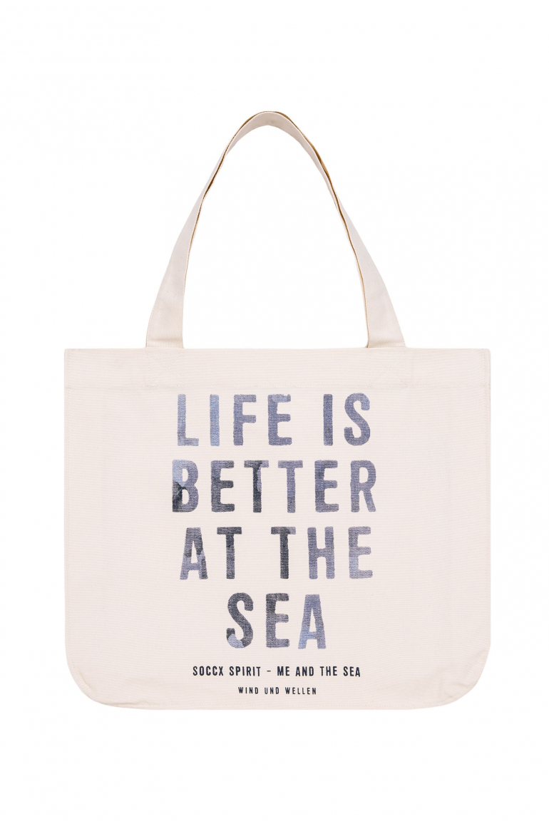 Canvas Tasche mit Label Prints ivory