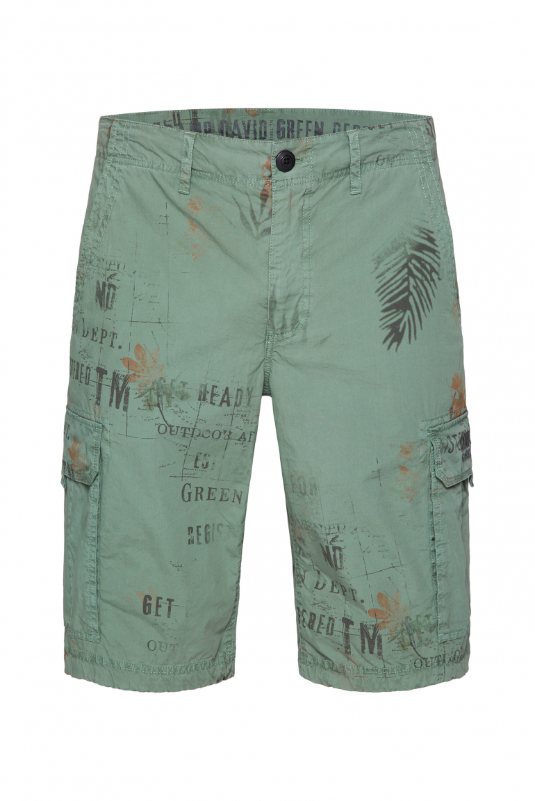 Cargo Shorts mit All Over Print deep green