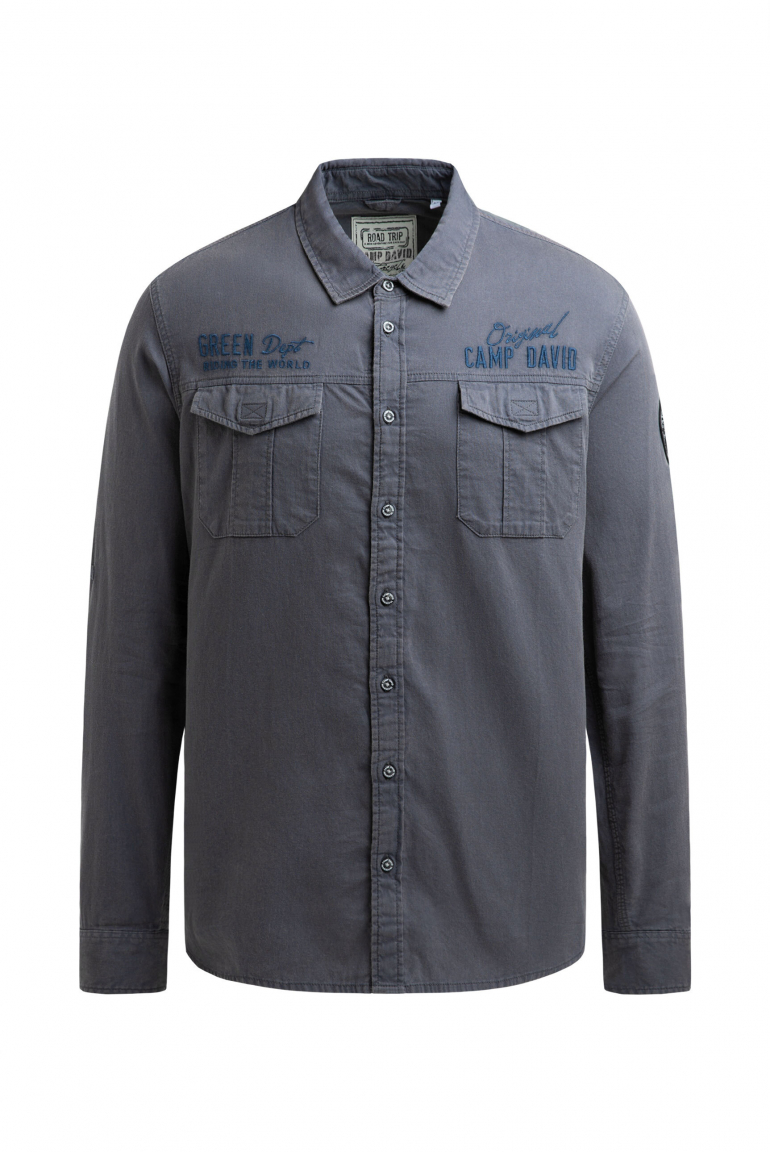 Cargohemd mit Rippstruktur und Logo-Stickereien blue shades
