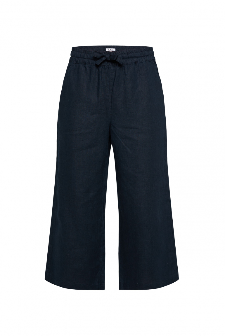 Culotte aus Leinen mit Elastikbund blue navy