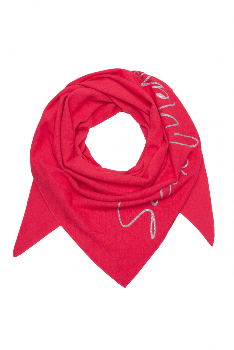 Dreieckstuch aus Flauschstrick mit Glitter Print lovely red