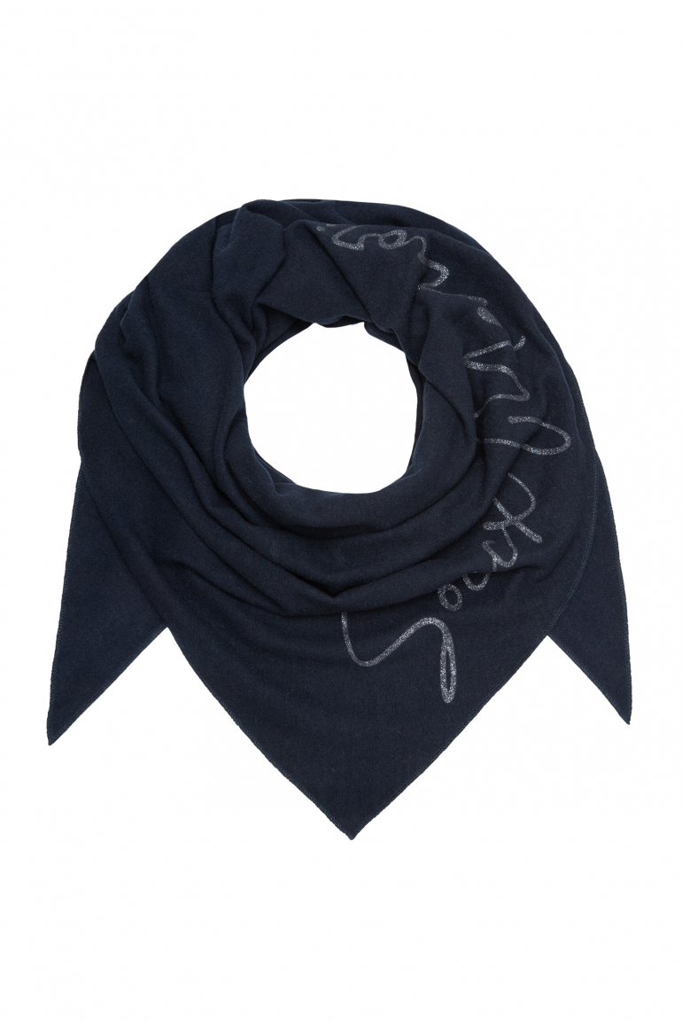 Dreieckstuch aus Flauschstrick mit Glitter Print blue navy