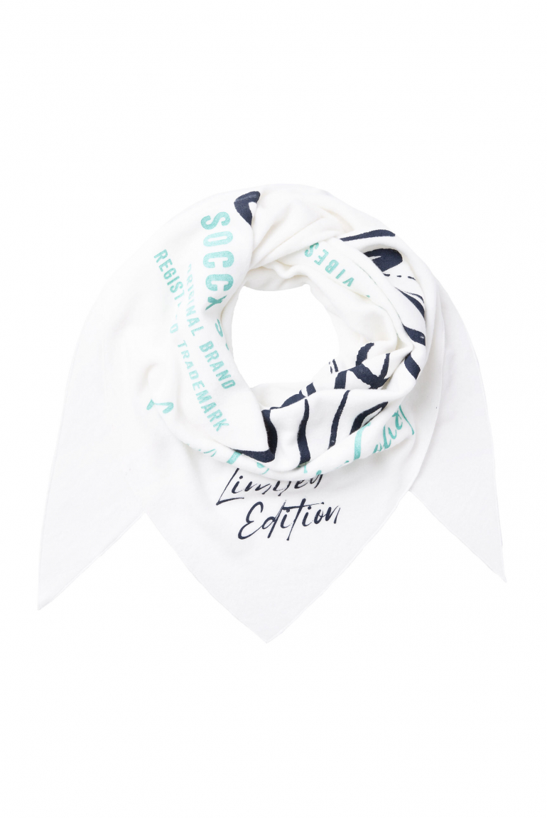 Dreieckstuch aus Flauschstrick mit Wording Prints ivory