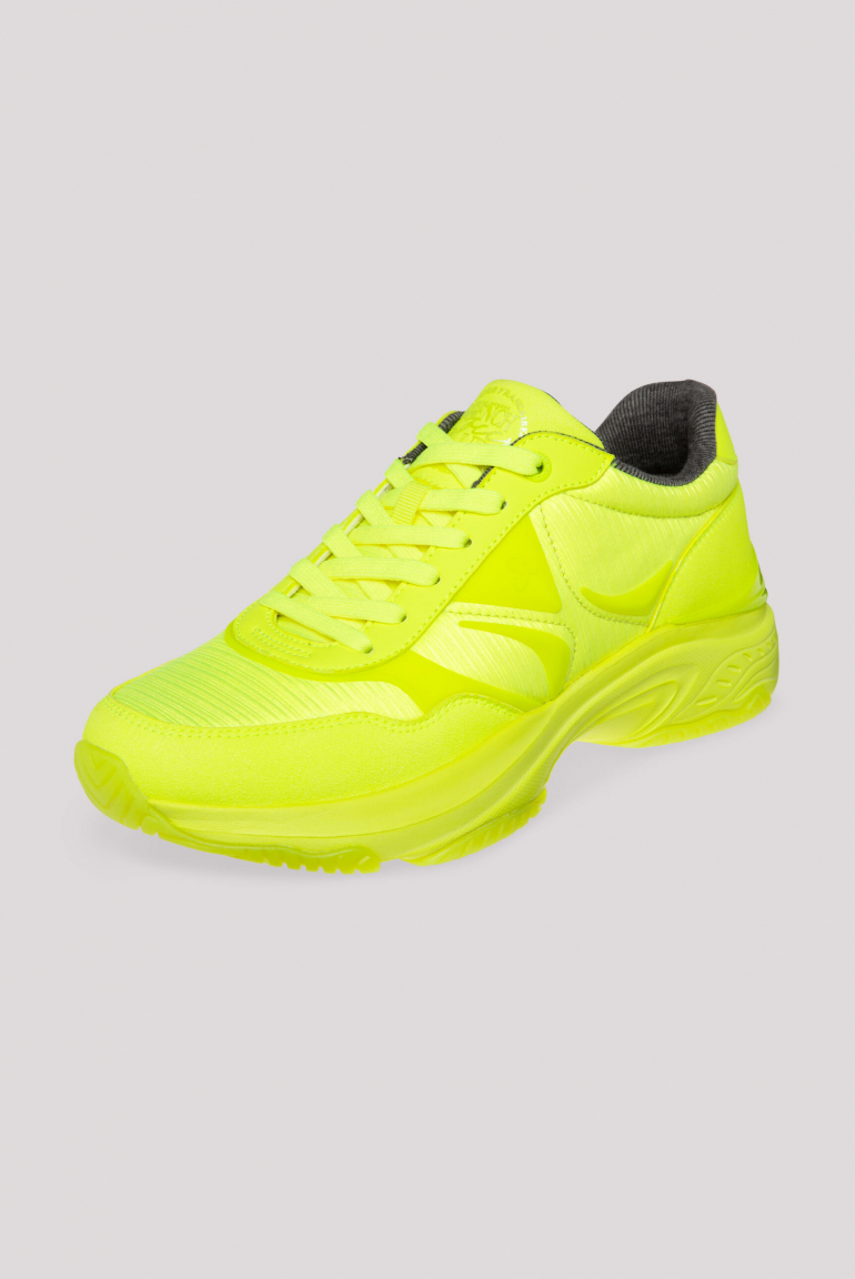Fashion Sneaker im tonigen Materialmix neon lime