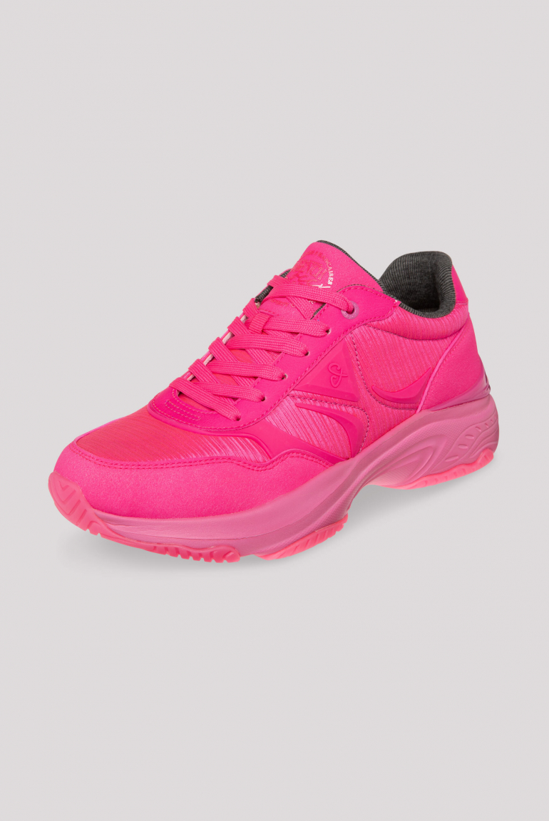Fashion Sneaker im tonigen Materialmix neon pink