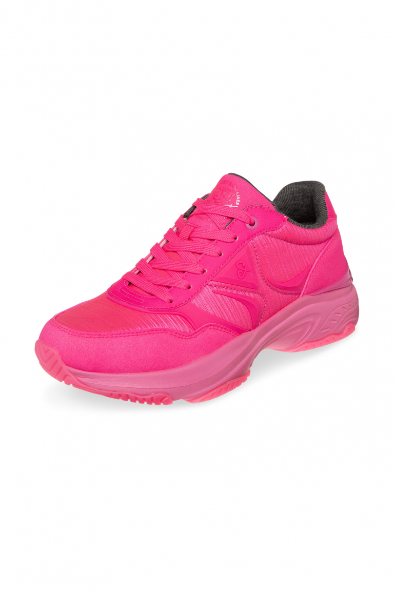 Fashion Sneaker im tonigen Materialmix neon pink