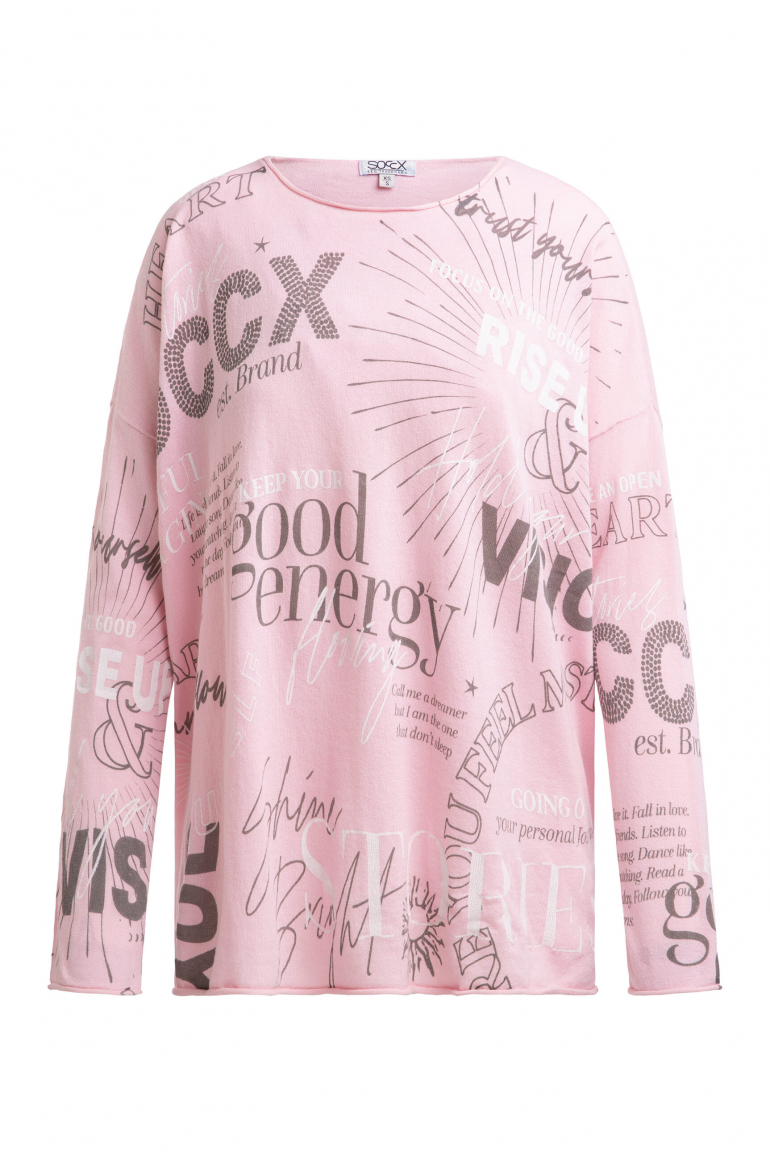Feinstrickpullover mit All Over Print smooth rose