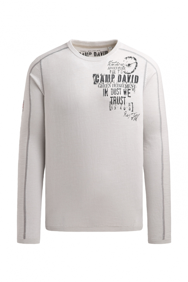 Feinstrickpullover mit Label Prints ash