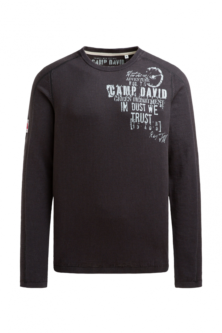 Feinstrickpullover mit Label Prints black