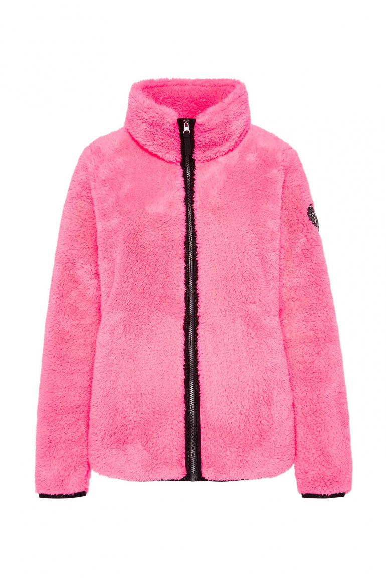 Fleecejacke mit Sherpa-Optik neon pink