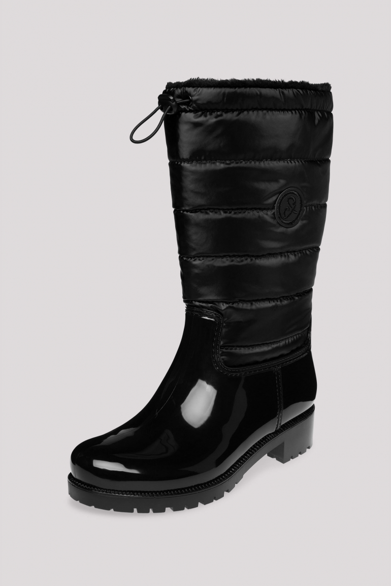 Gefütteter Gummistiefel mit Steppschaft black