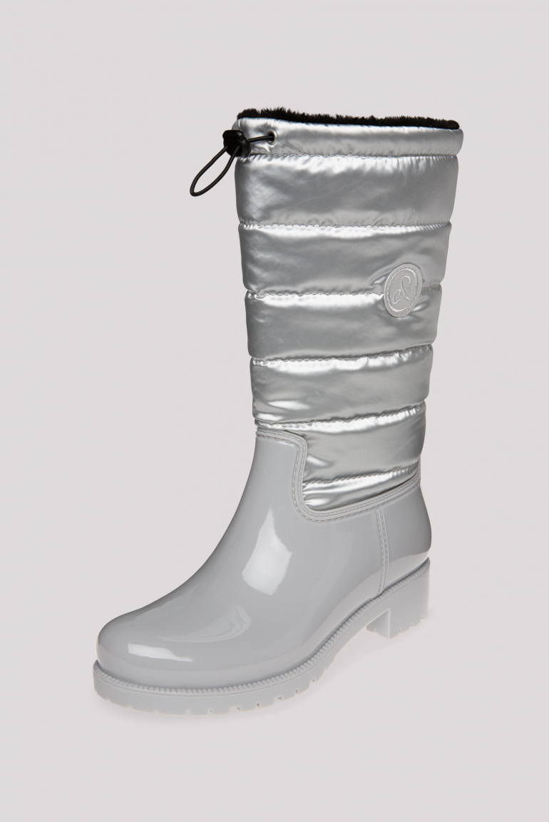 Gefütteter Gummistiefel mit Steppschaft silver