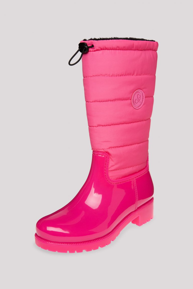 Gefütteter Gummistiefel mit Steppschaft neon pink