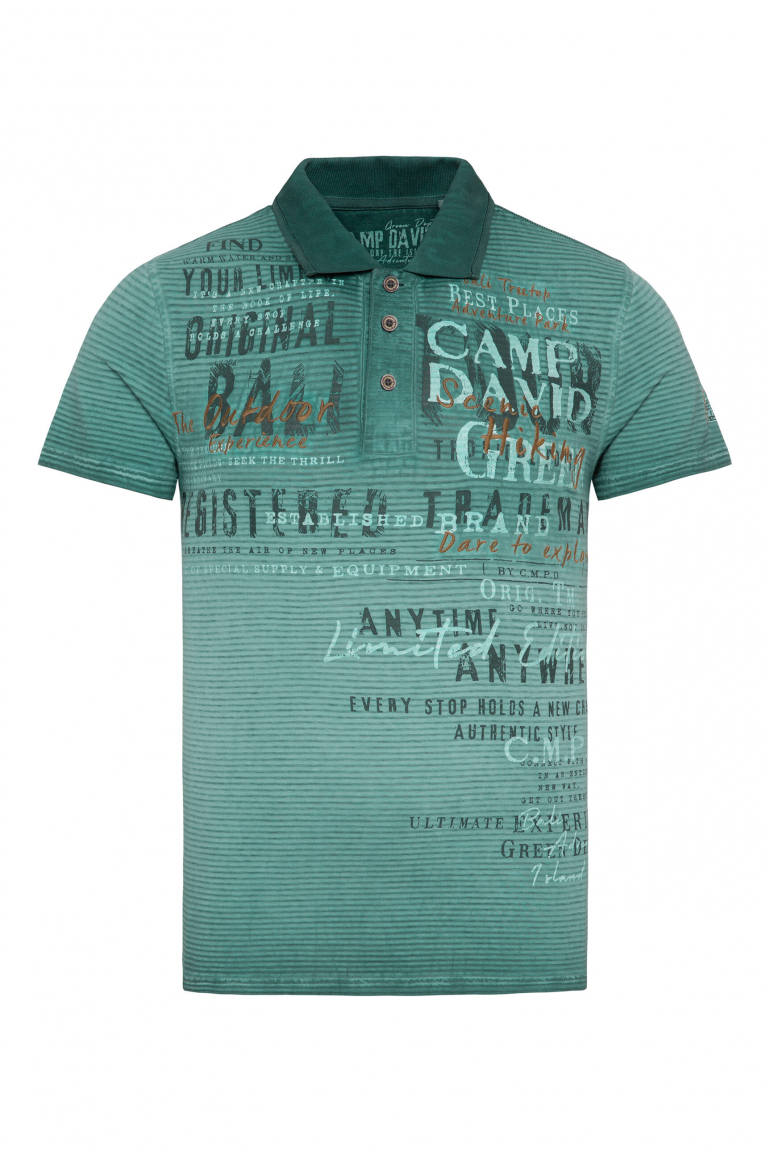 Gestreiftes Polo mit Prints und Stickereien evergreen