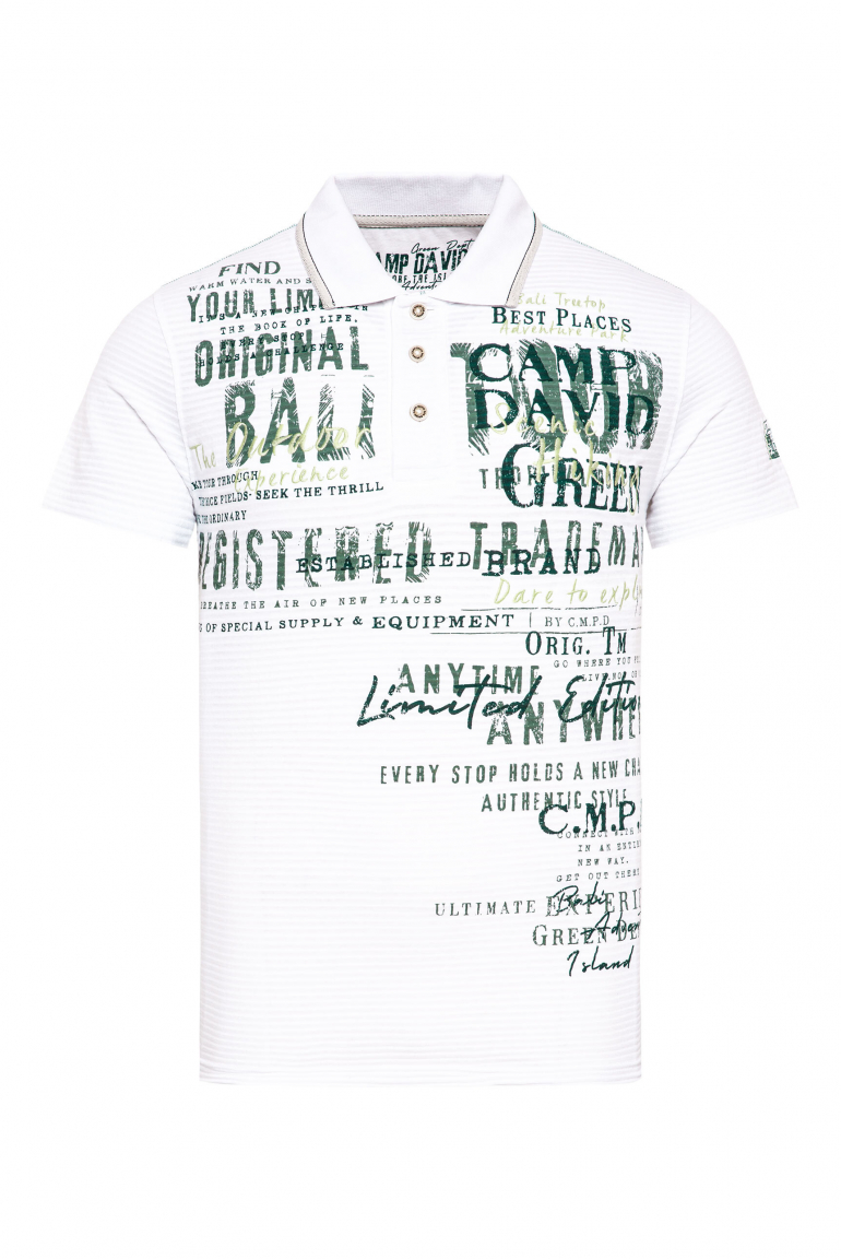 Gestreiftes Polo mit Prints und Stickereien opticwhite