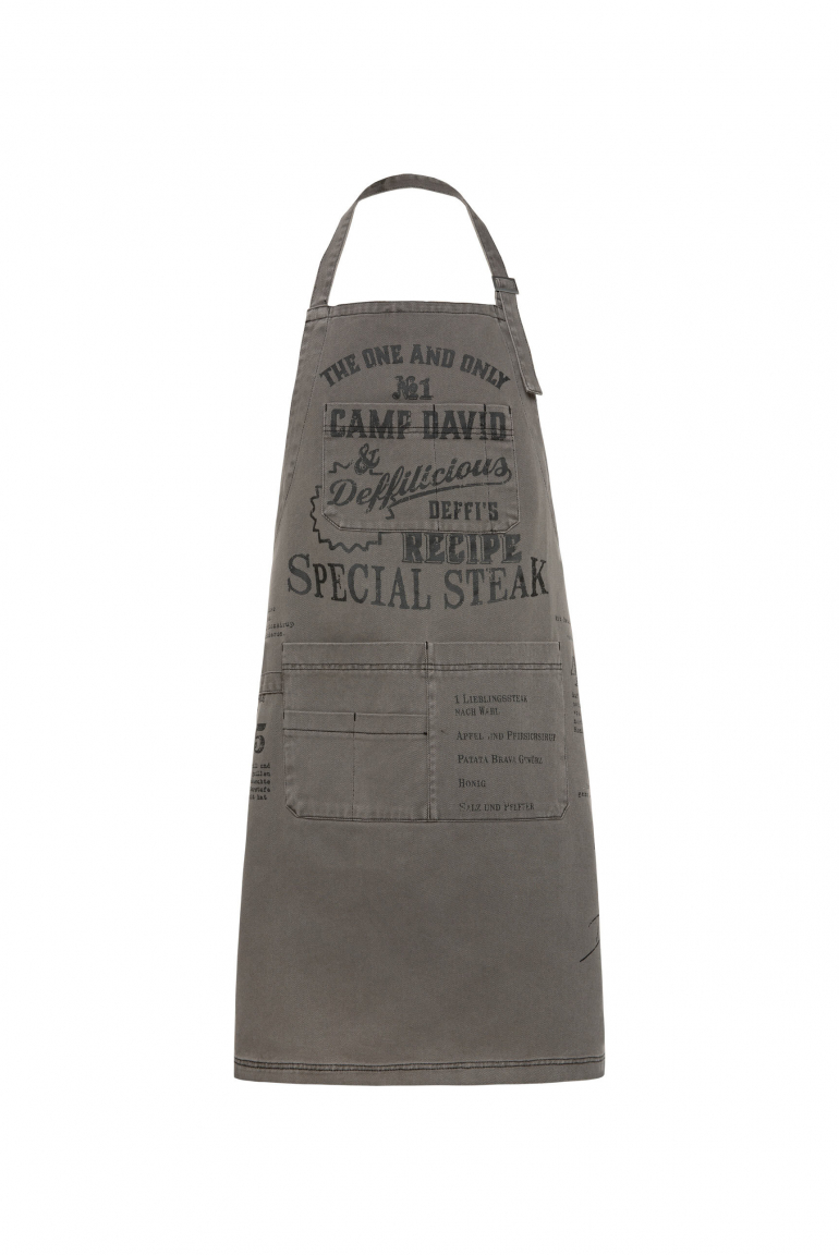 Grillschürze mit Taschen und BBQ Print grey