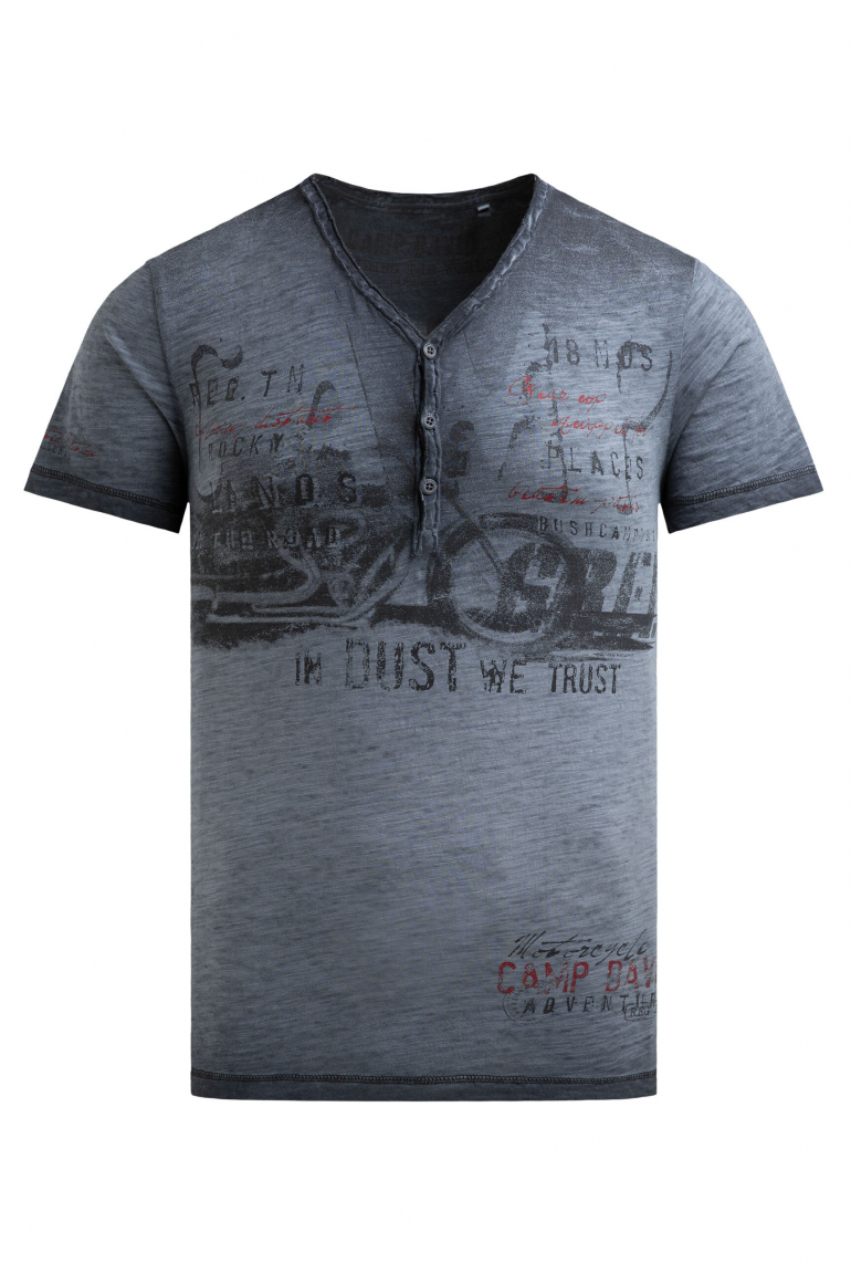 Henley-Shirt im Used Look mit Photoprint blue shades