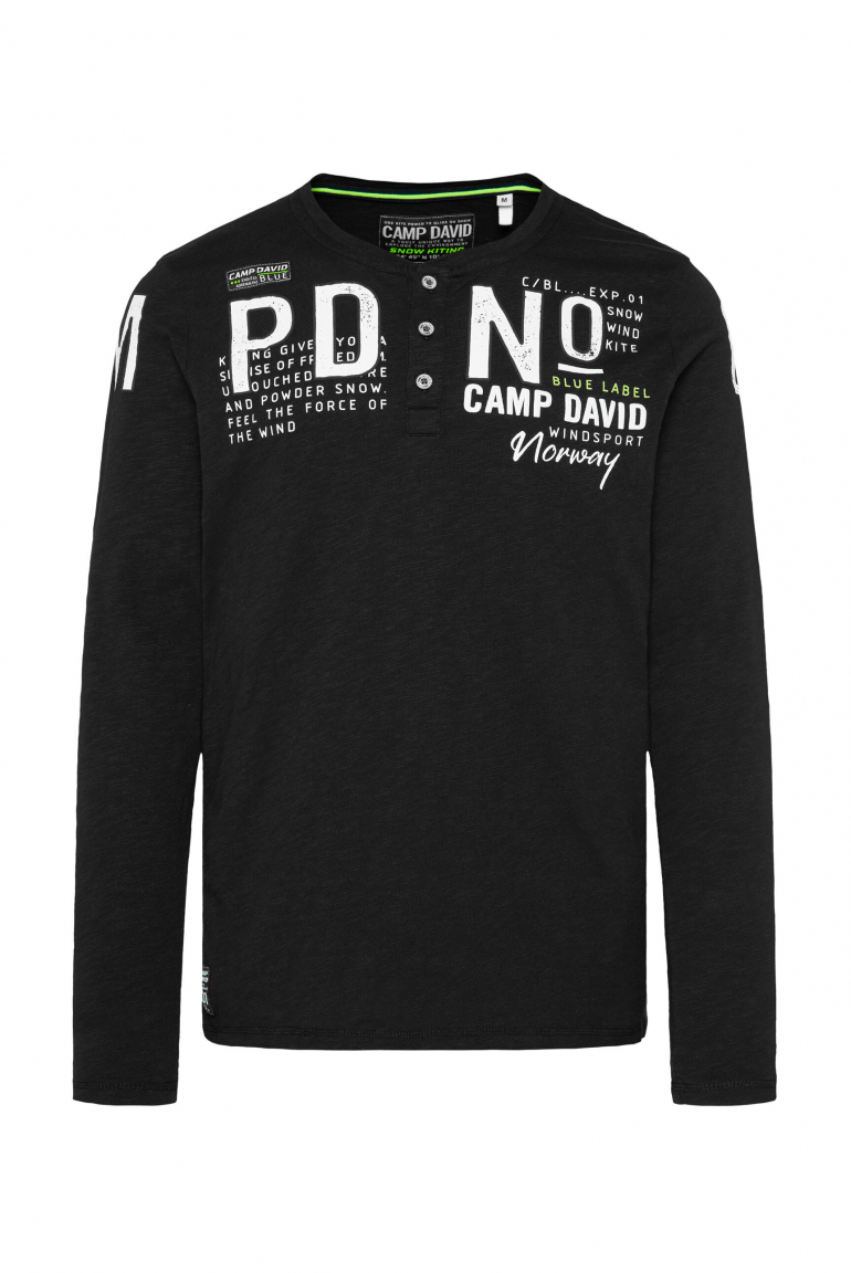 Henley-Shirt mit Logo Artwork black