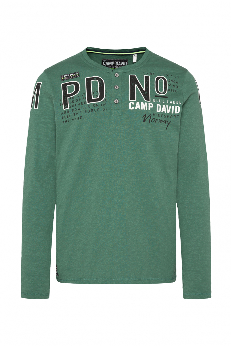 Henley-Shirt mit Logo Artwork dark green